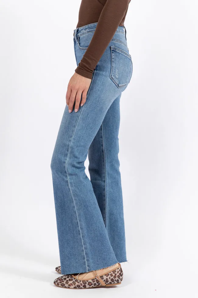 Eve Medium Wash Flare Jeans,Women Pants
