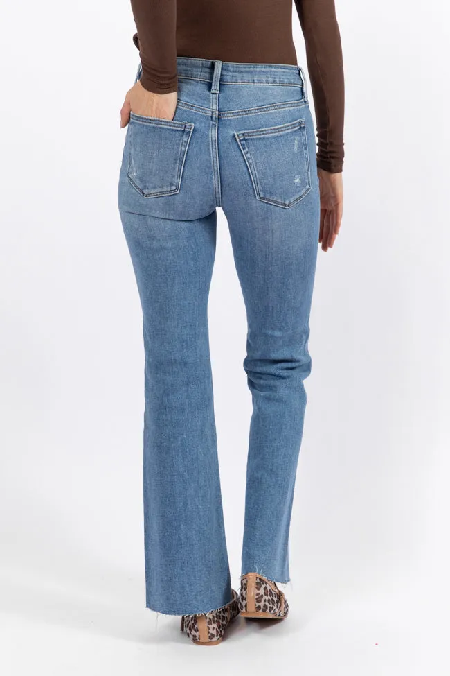 Eve Medium Wash Flare Jeans,Women Pants
