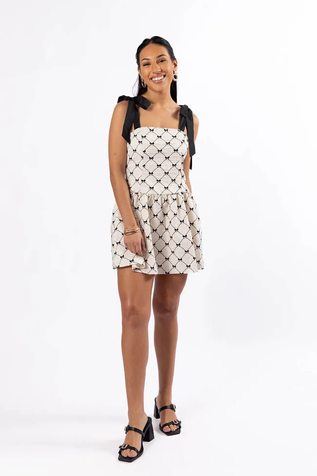 Every Occasion Ivory and Black Bow Dress,Daily Outfit