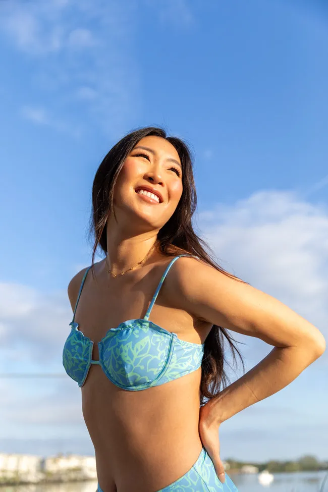 Everyday Fanta-Sea Blue Floral Print Bikini Top SALE,Swimwear