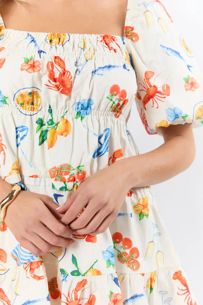 Everything I Love White Multi Icon Print Mini Dress,Daily Outfit