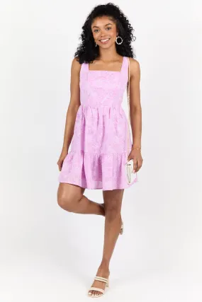 Eyelet Elegance Lavender Mini Dress SALE,Daily Outfit