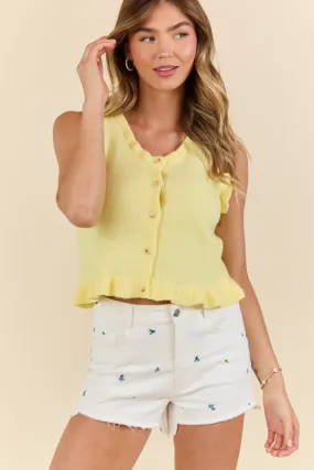 Faded Gardens Off White Floral Embroidered Denim Shorts,Women Shorts