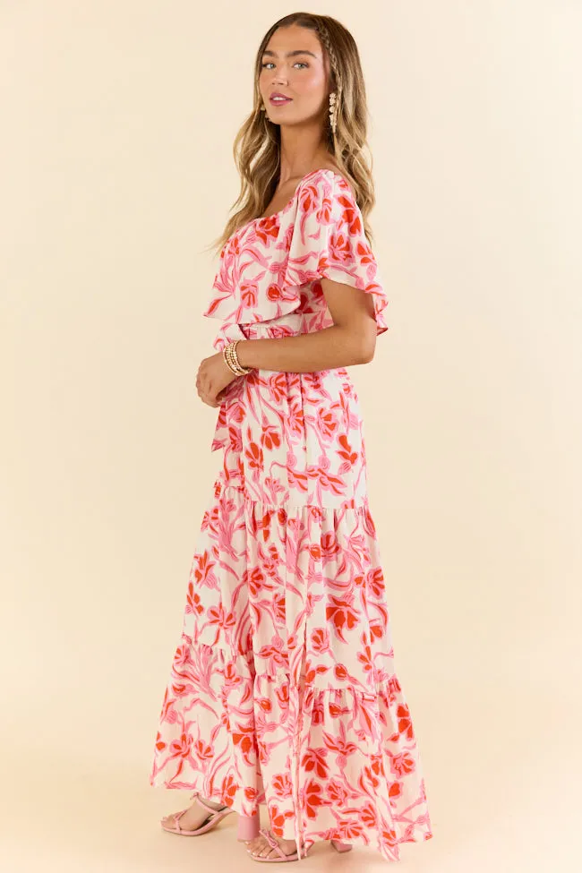 Feeling Just Fine Pink and White Maxi Dress SALE,Daily Outfit