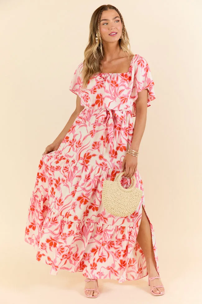 Feeling Just Fine Pink and White Maxi Dress SALE,Daily Outfit
