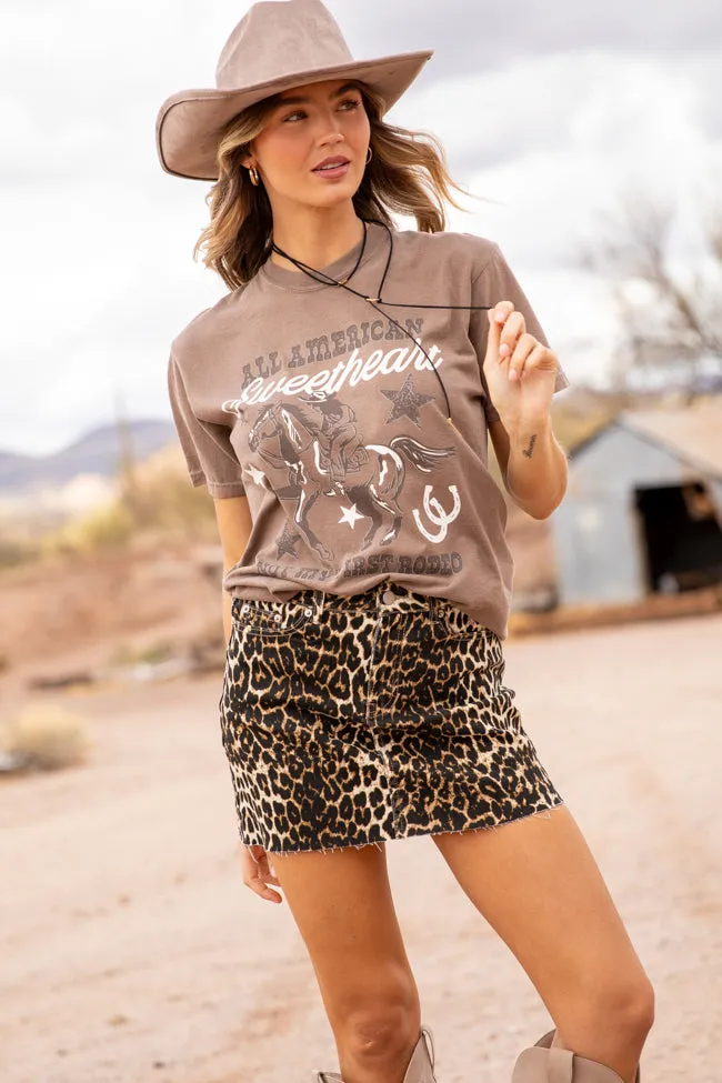 Fierce Frequency Leopard Denim Mini Skirt,Women Skirts Comfort