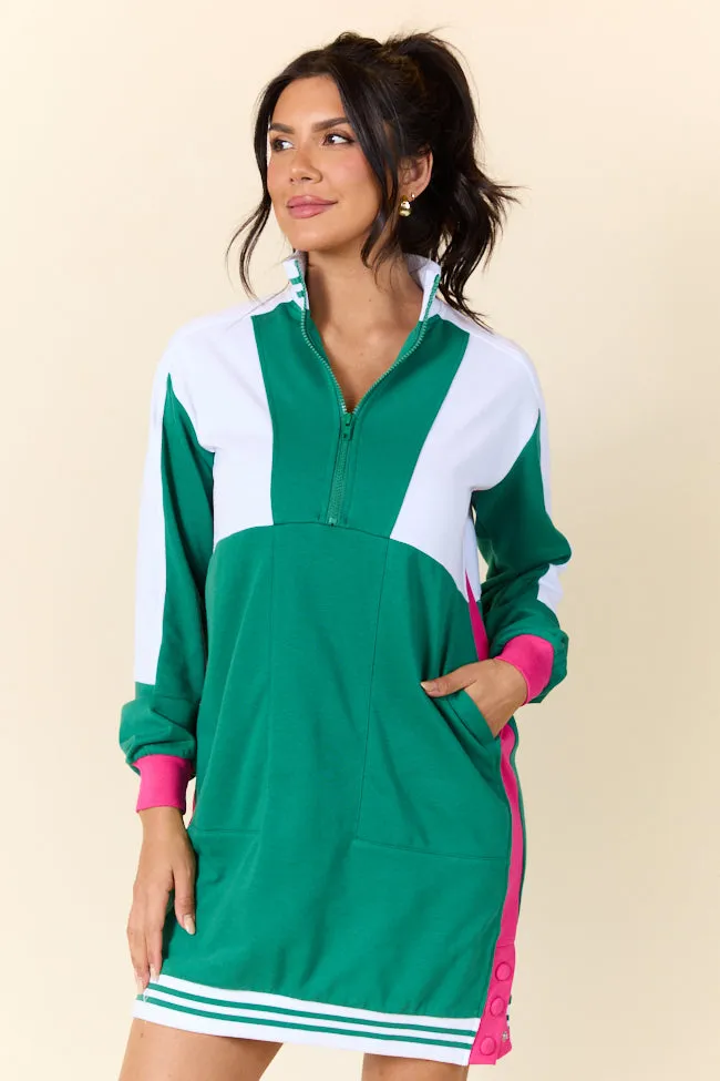 Finish Line Green Casual Long Sleeve Mini Dress,Daily Outfit