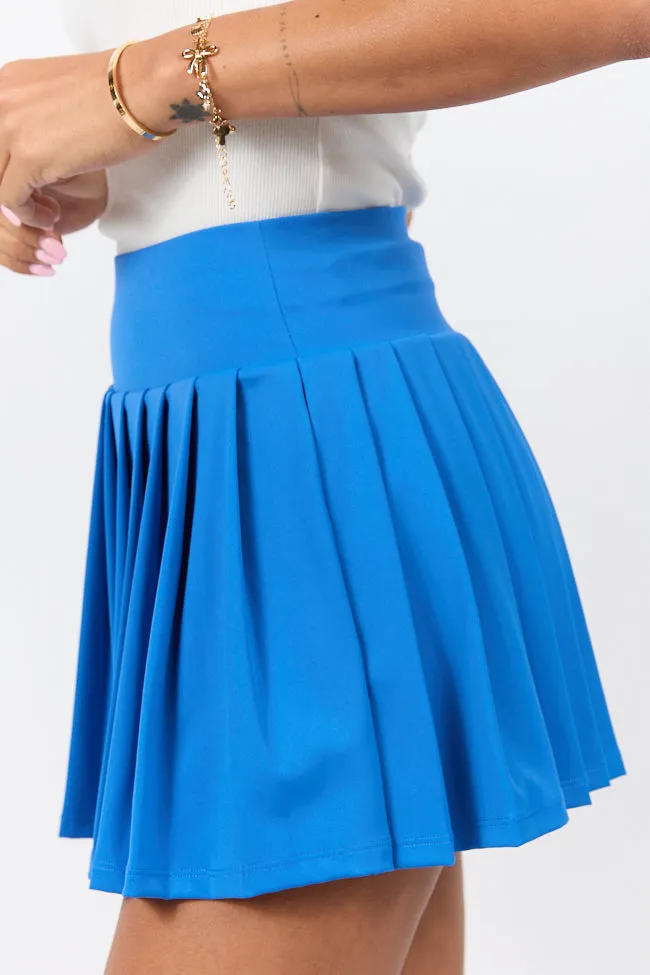 For The Win Cobalt Blue Pleated Tennis Skirt,Women Skirts Comfort