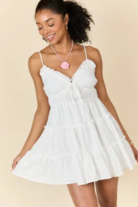 Forever and a Day White Tiered Mini Dress SALE,Daily Outfit