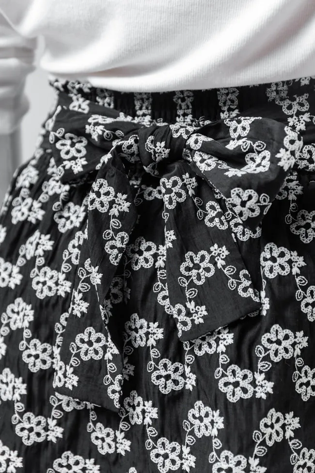 Garden Gathering Black Belted Floral Skort,Women Skirts Comfort