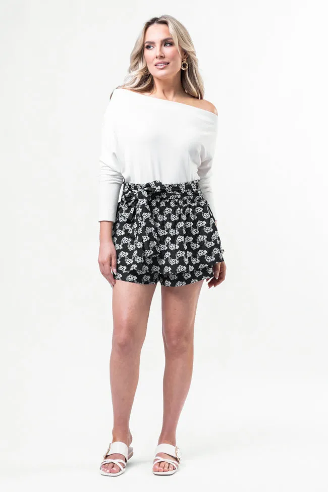Garden Gathering Black Belted Floral Skort,Women Skirts Comfort