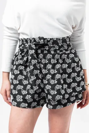 Garden Gathering Black Belted Floral Skort,Women Skirts Comfort