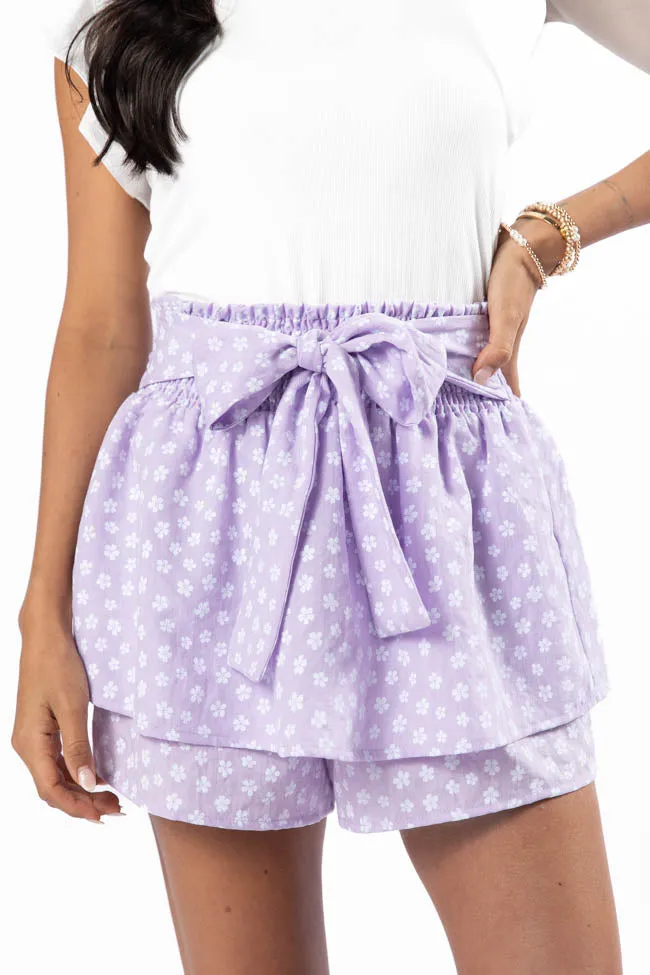 Garden Gathering Purple Belted Floral Skort,Women Skirts Comfort