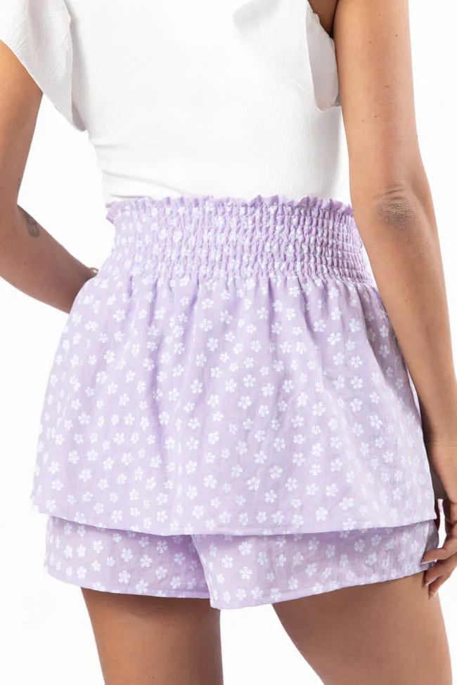 Garden Gathering Purple Belted Floral Skort,Women Skirts Comfort