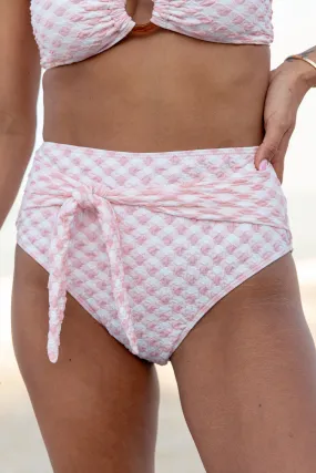 Golden Isle Pink Textured Tie Detail Bikini Bottom SALE,Swimwear