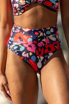 Golden Soul Navy Print Retro Bikini Bottoms,Swimwear