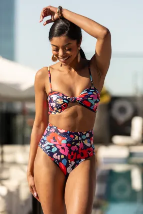 Golden Soul Navy Print Retro Bikini Top SALE,Swimwear