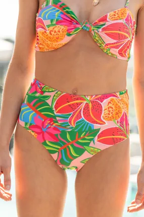 Golden Soul Pink Print Retro Bikini Bottoms SALE,Swimwear