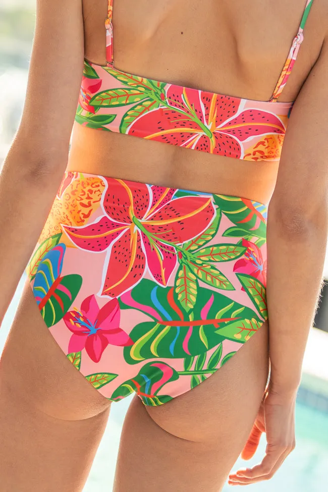 Golden Soul Pink Print Retro Bikini Bottoms SALE,Swimwear