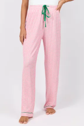 Good To Get Away Pink Gingham Pajama Pants,Women Pants