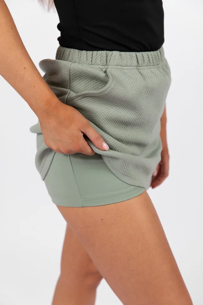 Have It My Way Sage Textured Knit Skort,Women Skirts Comfort