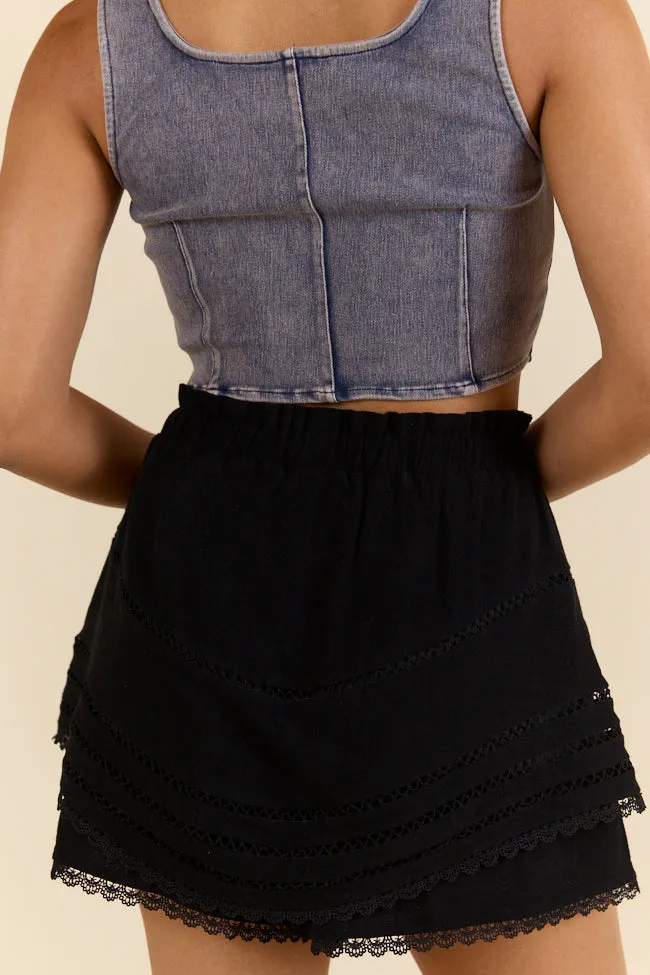 Highway Harmony Woven Black Skort,Women Skirts Comfort