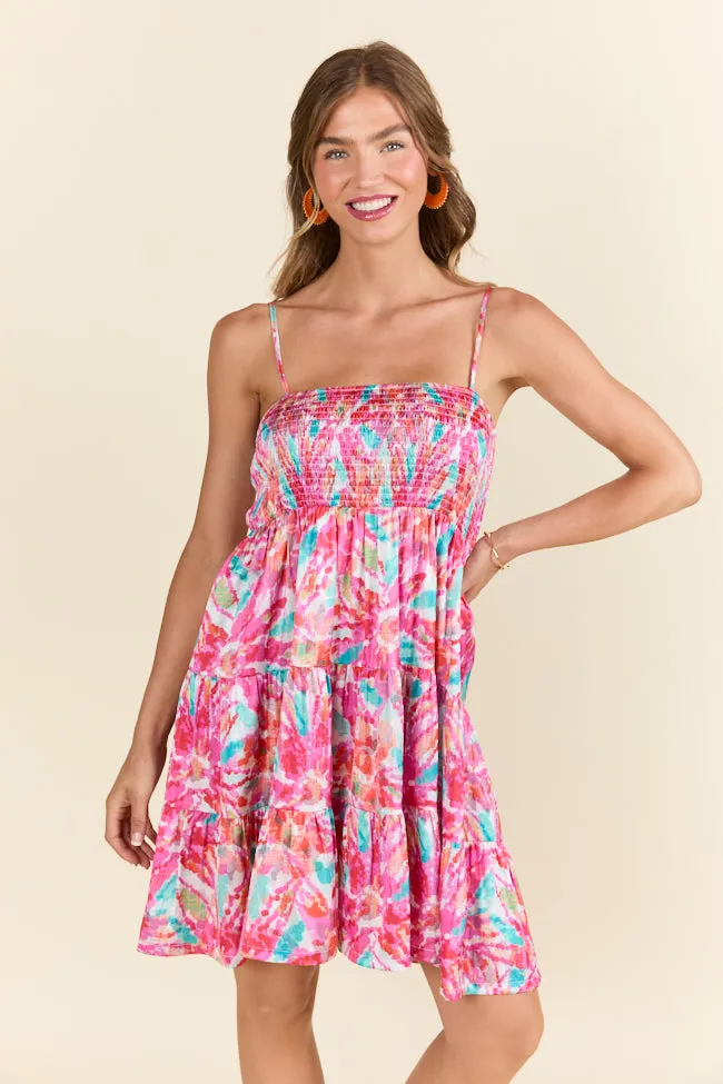 I Know A Place Smocked Multi Print Mini Dress,Daily Outfit