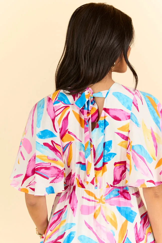 In The Wildflowers Multi Color Short Sleeve V-neck Maxi Dress SALE,Daily Outfit