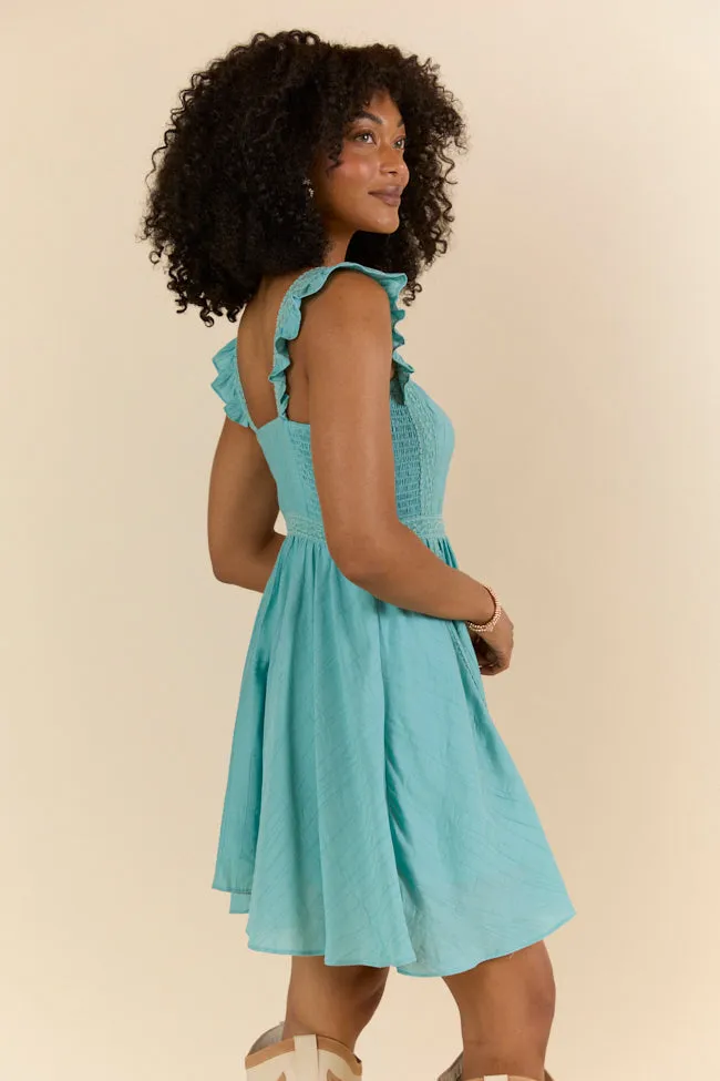 In This Groove Dusty Teal Mini Dress SALE,Daily Outfit
