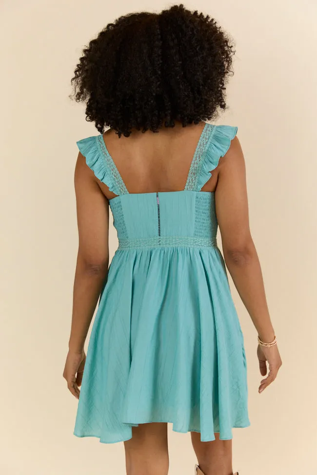 In This Groove Dusty Teal Mini Dress SALE,Daily Outfit