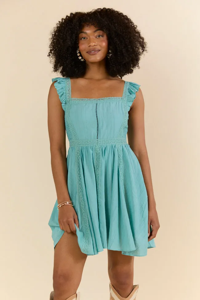 In This Groove Dusty Teal Mini Dress SALE,Daily Outfit