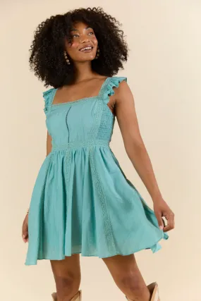 In This Groove Dusty Teal Mini Dress SALE,Daily Outfit