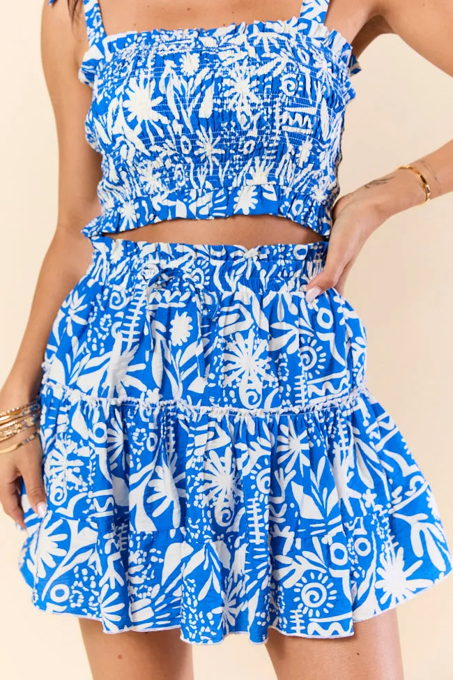 Island Inspiration Blue Tropical Tank and Skort Set,Women Skirts Comfort