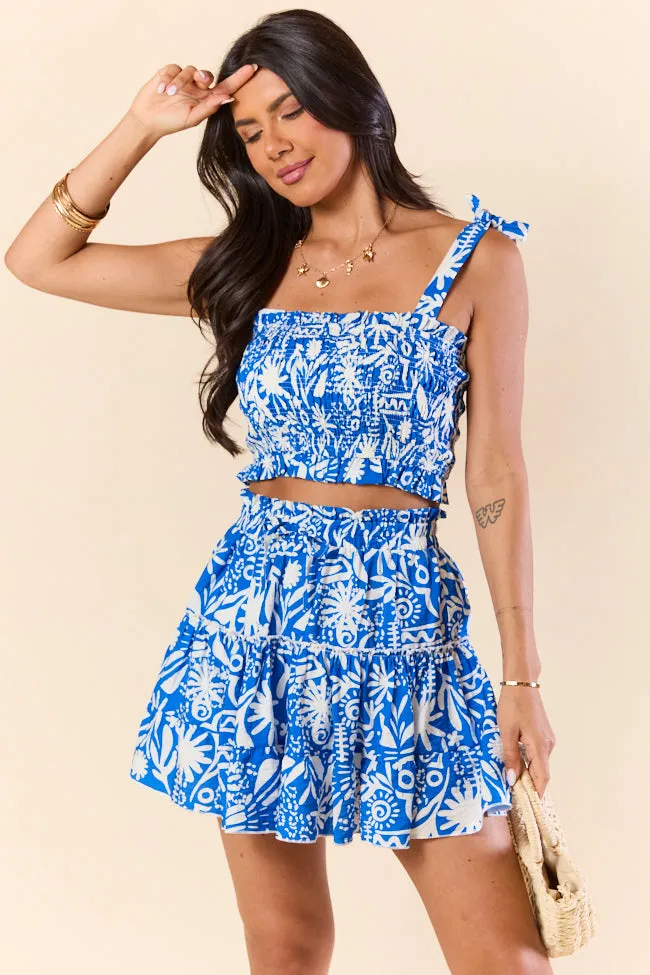 Island Inspiration Blue Tropical Tank and Skort Set,Women Skirts Comfort