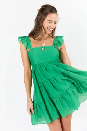 It's My Day Green Smocked Top Mini Dress,Daily Outfit