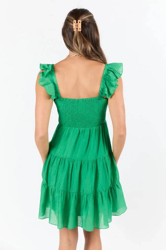It's My Day Green Smocked Top Mini Dress,Daily Outfit