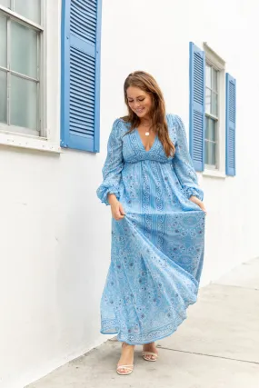 It's On Me Blue Bandana Print Maxi Dress SALE,Daily Outfit