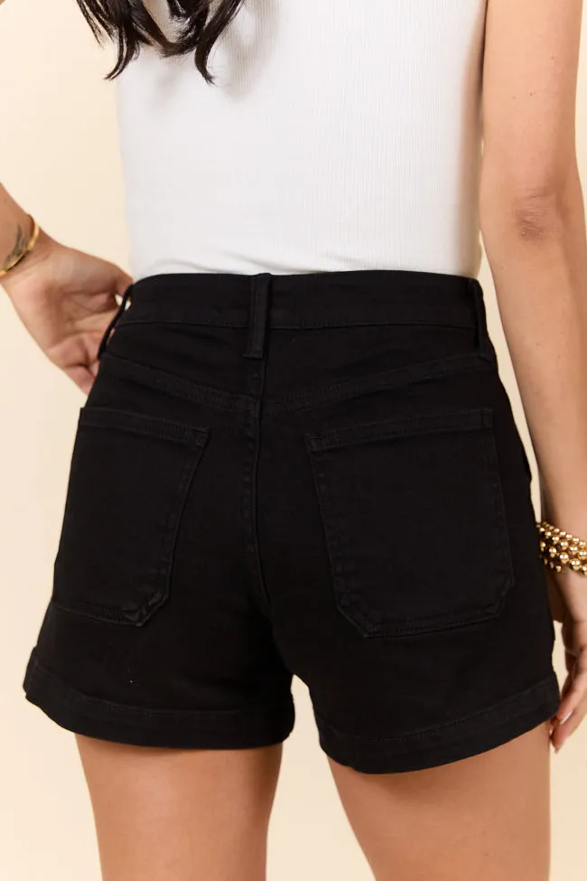 Jennifer Black Denim Utility Shorts,Women Shorts