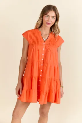 Just A Little Orange Button Up Mini Dress,Daily Outfit