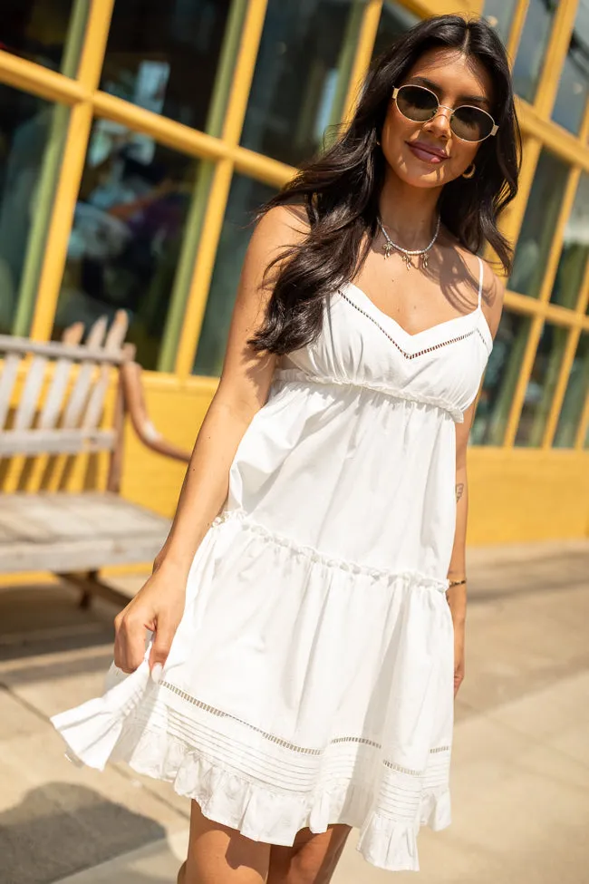 Just A Theory White Tiered Mini Dress,Daily Outfit