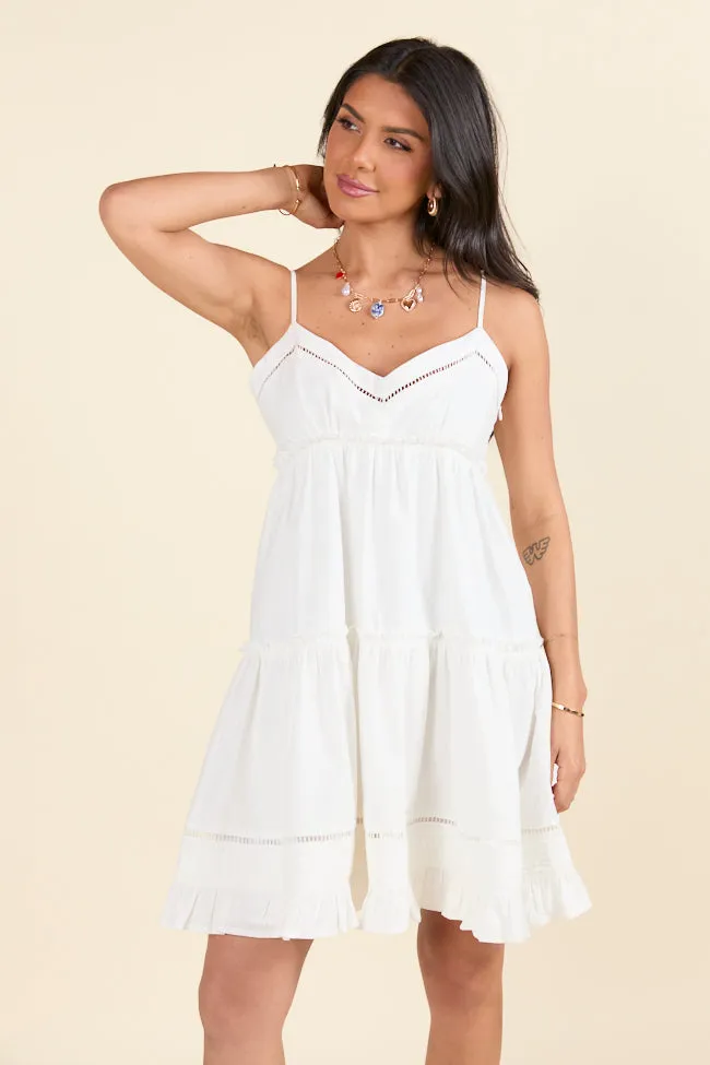 Just A Theory White Tiered Mini Dress,Daily Outfit