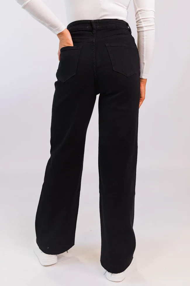 Kelsea Black Wash Wide Leg Jeans,Women Pants