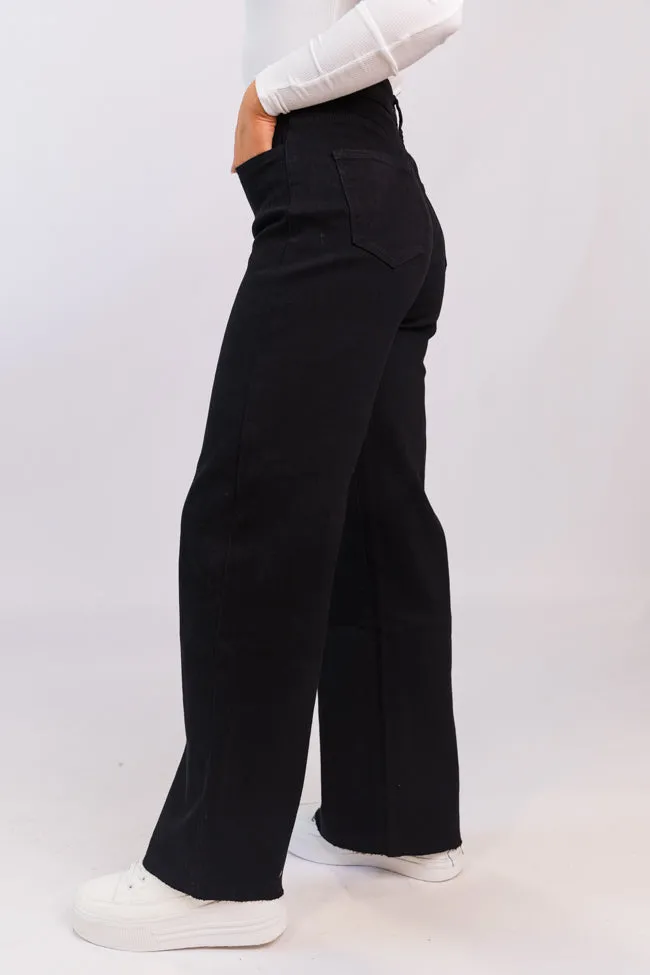 Kelsea Black Wash Wide Leg Jeans,Women Pants