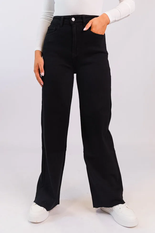 Kelsea Black Wash Wide Leg Jeans,Women Pants