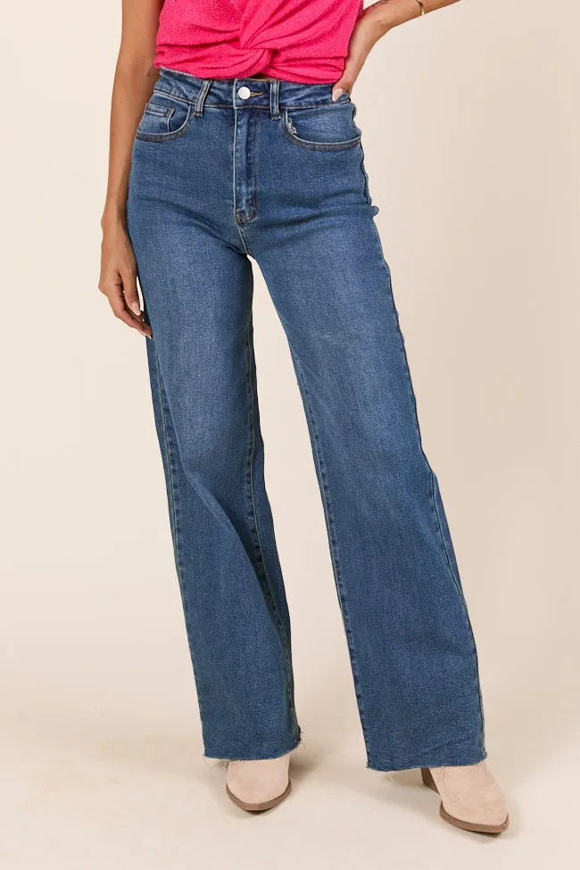 Kelsea Dark Wash Wide Leg Jeans,Women Pants