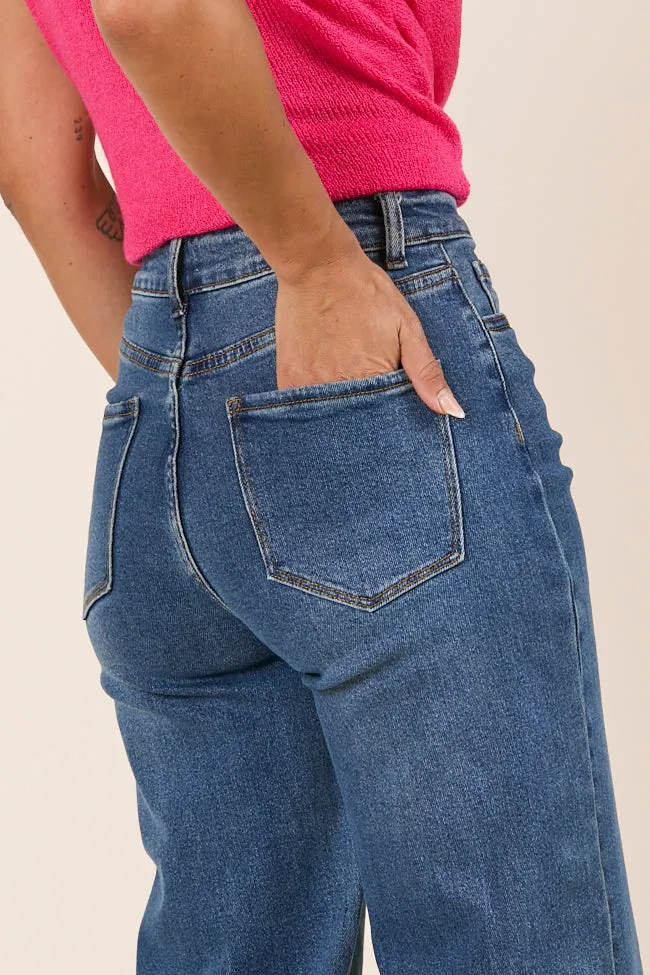 Kelsea Dark Wash Wide Leg Jeans,Women Pants