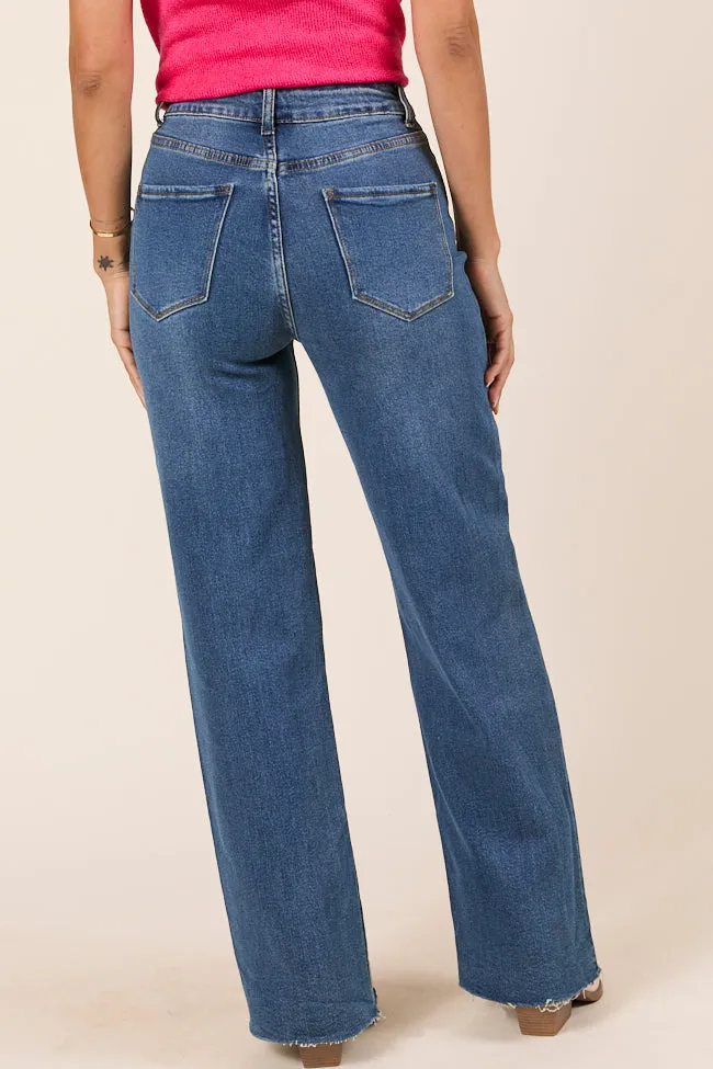 Kelsea Dark Wash Wide Leg Jeans,Women Pants