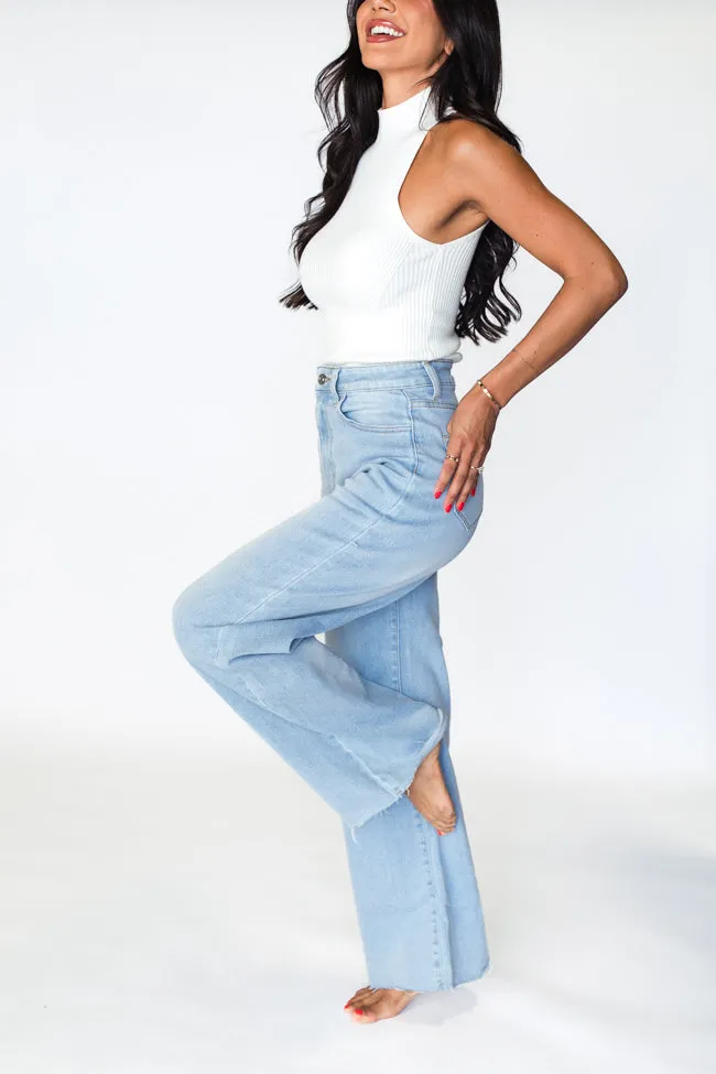 Kelsea Light Wash Wide Leg Jeans,Women Pants