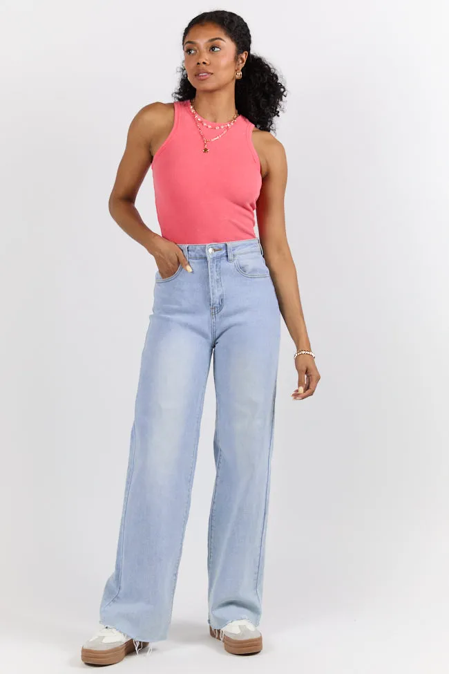 Kelsea Light Wash Wide Leg Jeans,Women Pants