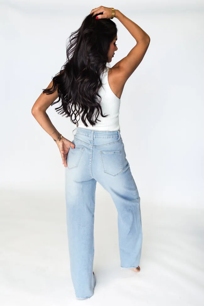 Kelsea Light Wash Wide Leg Jeans,Women Pants